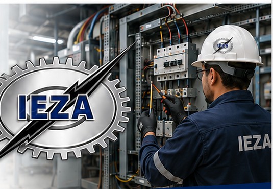 Técnico trabajando en instalación eléctrica industrial